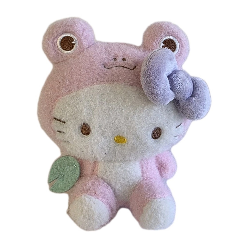 Hello Kitty In‎ Pink Frog Costume Suit 7" Fleece Plush Stuffed Animal Lilly Pad